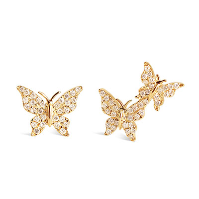 Gold Butterfly Diamond Earrings