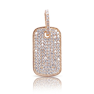 Gold & White Diamonds Dog Tag