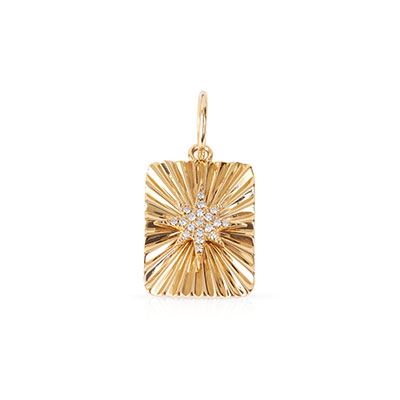 Gold Fluted Square Star Charm