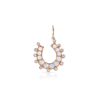 Gold Opal Horseshoe Charm