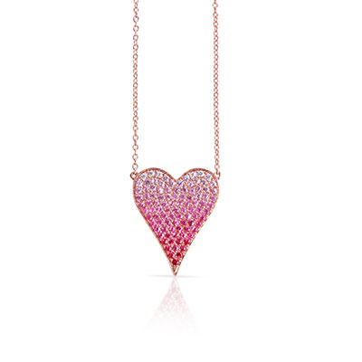 Ombre Ruby Rose Gold Heart Necklace