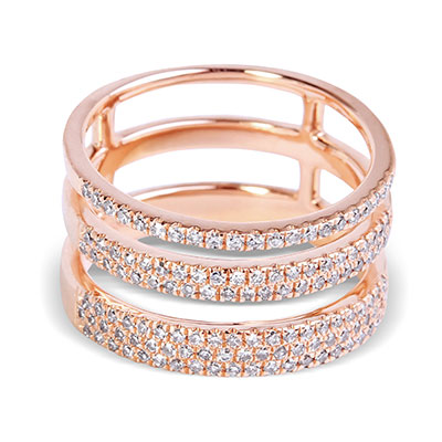 Rose Gold Triple Diamond Band Flat