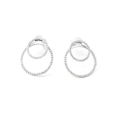 White Gold Double Hoop Earrings