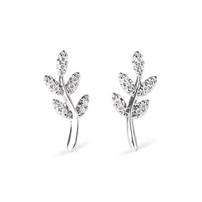 White Gold Leaf Earrings