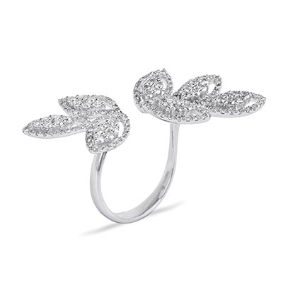 White Gold & Diamond Leaf Ring